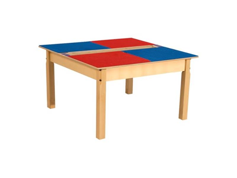 TPSQT18-PRB Square Play Table with Trough & 18 in. Legs & Duplo Compatible Grid, Red & Blue
