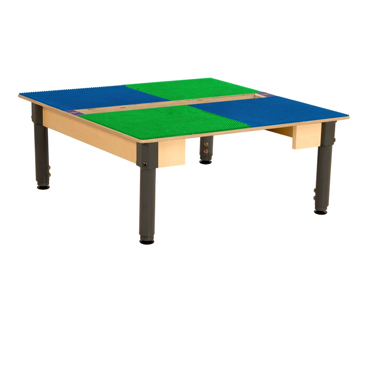 TPSQTA1217-SBG Square Play Table with Trough & Adjustable 12-17 in. Legs & Lego Compatible Grid, Blue & Green