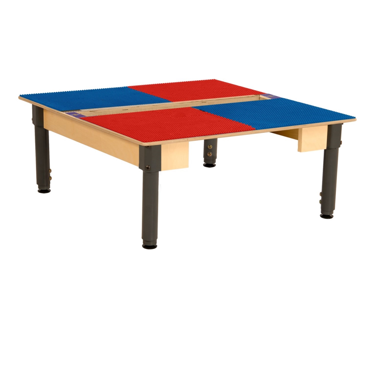 TPSQTA1217-SRB Square Play Table with Trough & Adjustable 12-17 in. Legs & Lego Compatible Grid, Red & Blue