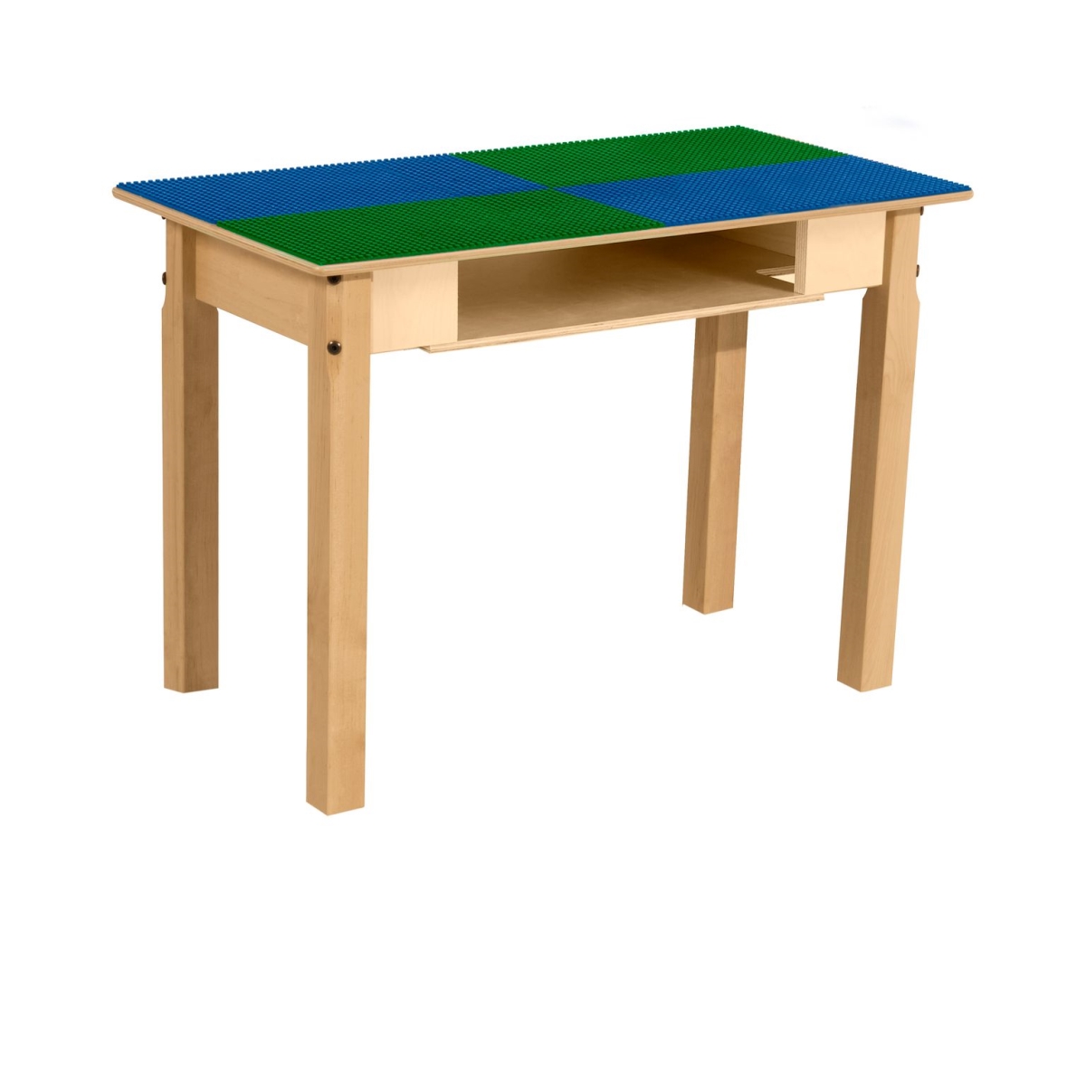 TPRES20-SBG Rectangle Play Table with Shelf & 20 in. Legs & Lego Compatible Grid, Blue & Green
