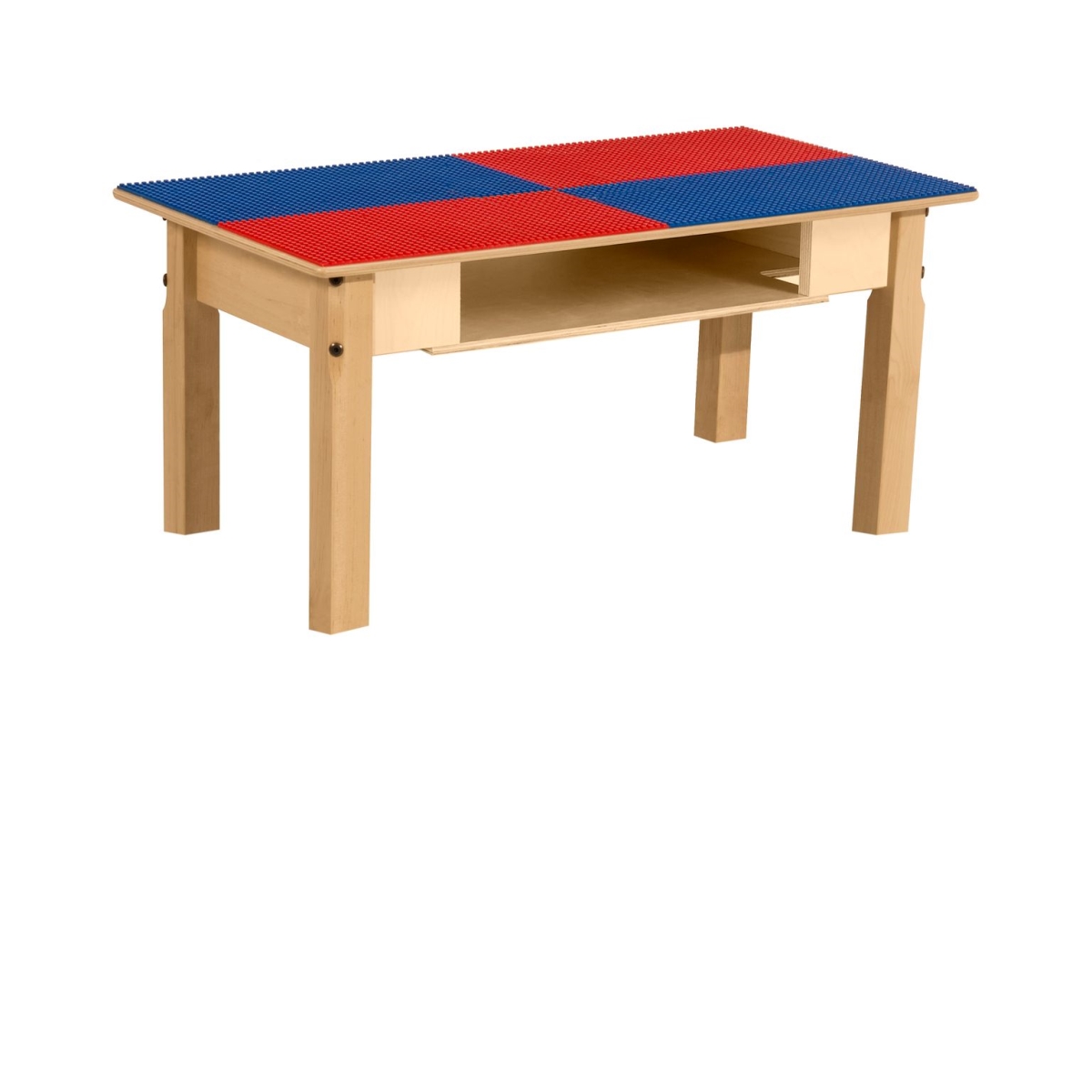 TPRES14-SRB Rectangle Play Table with Shelf & 14 in. Legs & Lego Compatible Grid, Red & Blue