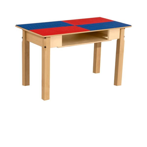 TPRES18-SRB Rectangle Play Table with Shelf & 18 in. Legs & Lego Compatible Grid, Red & Blue