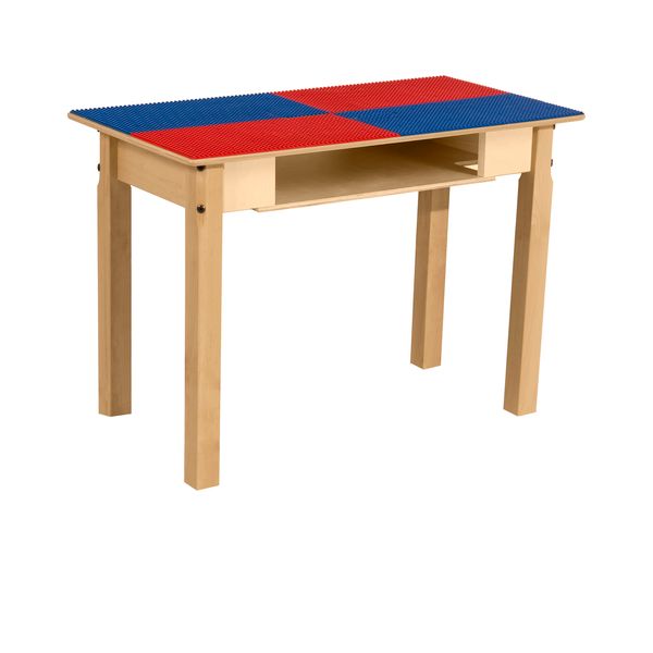 TPRES20-SRB Rectangle Play Table with Shelf & 20 in. Legs & Lego Compatible Grid, Red & Blue