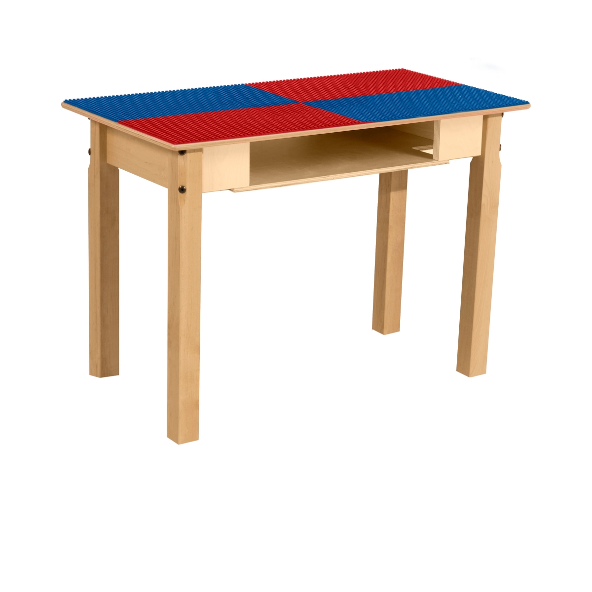 TPRES22-SRB Rectangle Play Table with Shelf & 22 in. Legs & Lego Compatible Grid, Red & Blue