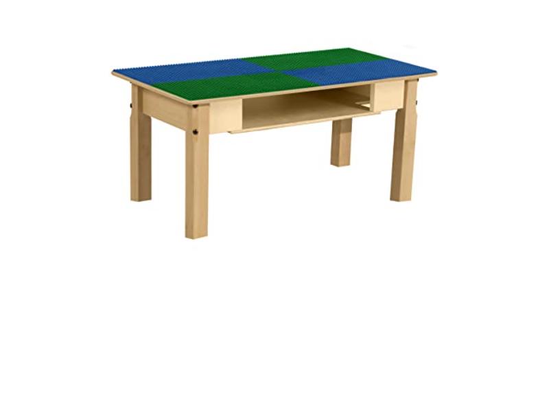 TPRES14-PBG Rectangle Play Table with Shelf & 14 in. Legs & Duplo Compatible Grid, Blue & Green