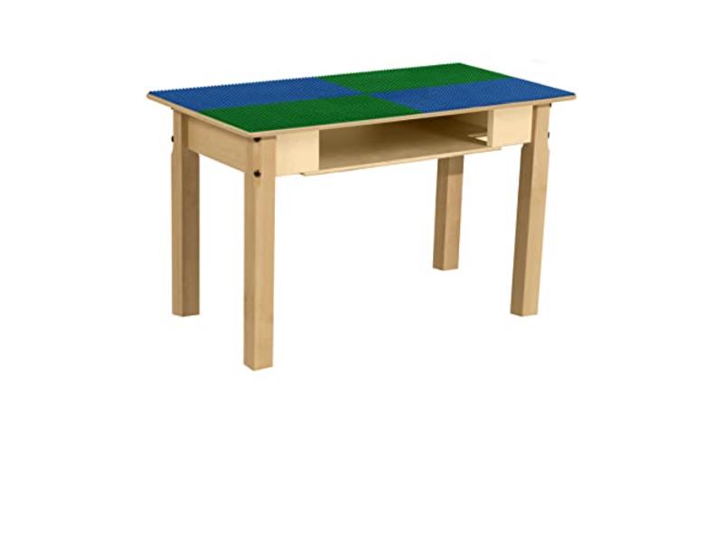 TPRES18-PBG Rectangle Play Table with Shelf & 18 in. Legs & Duplo Compatible Grid, Blue & Green