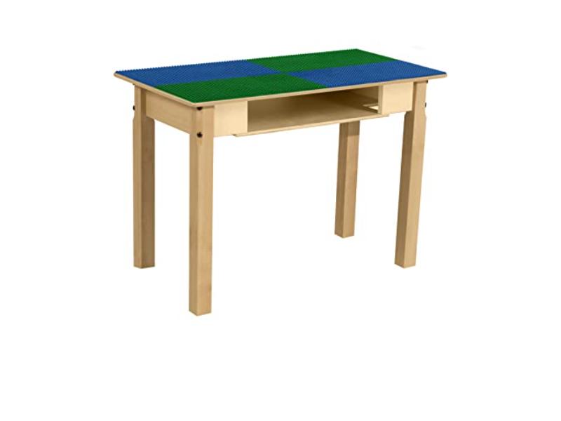 TPRES20-PBG Rectangle Play Table with Shelf & 20 in. Legs & Duplo Compatible Grid, Blue & Green