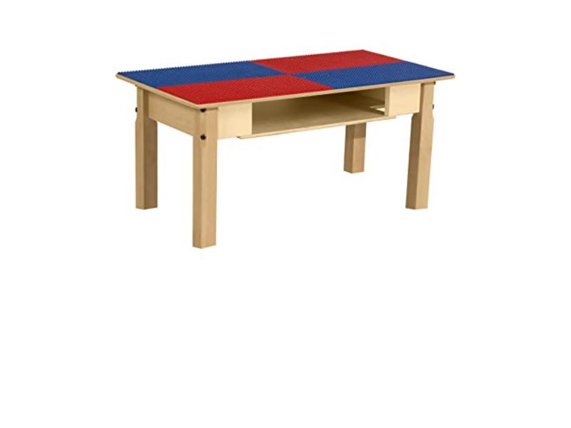 TPRES14-PRB Rectangle Play Table with Shelf & 14 in. Legs & Duplo Compatible Grid, Red & Blue