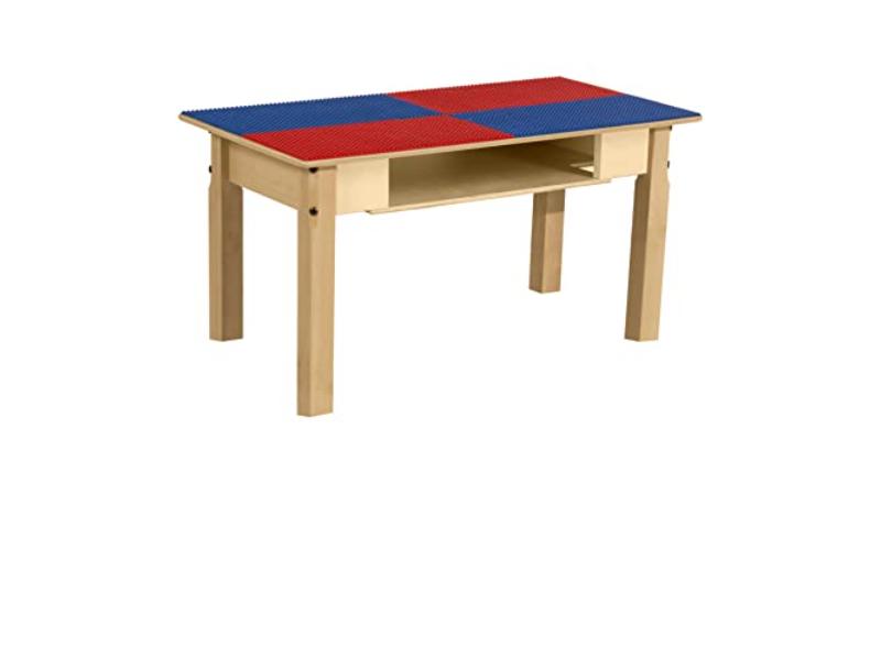 TPRES16-PRB Rectangle Play Table with Shelf & 16 in. Legs & Duplo Compatible Grid, Red & Blue