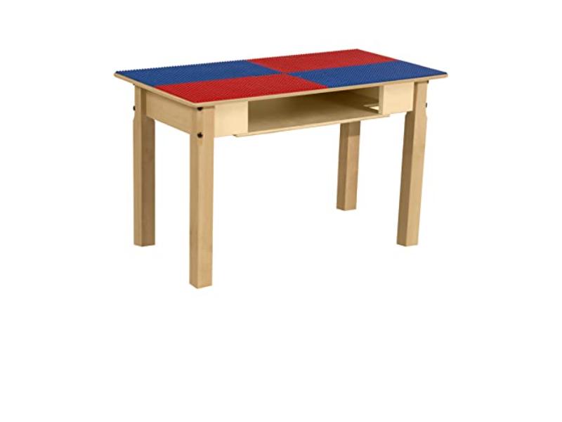 TPRES18-PRB Rectangle Play Table with Shelf & 18 in. Legs & Duplo Compatible Grid, Red & Blue