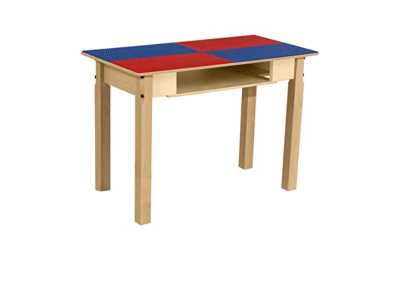 TPRES20-PRB Rectangle Play Table with Shelf & 20 in. Legs & Duplo Compatible Grid, Red & Blue