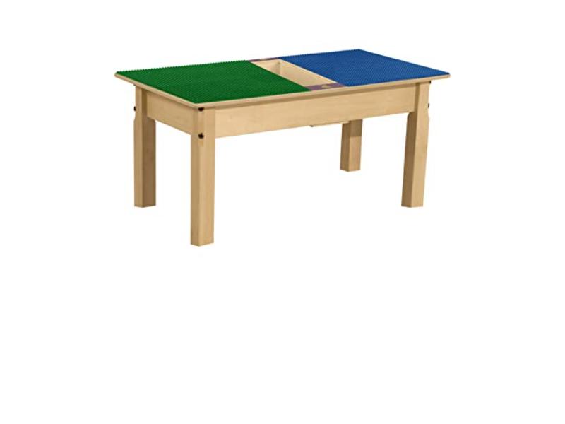 TPRET14-PBG Rectangle Play Table with Trough & 14 in. Legs & Duplo Compatible Grid, Blue & Green