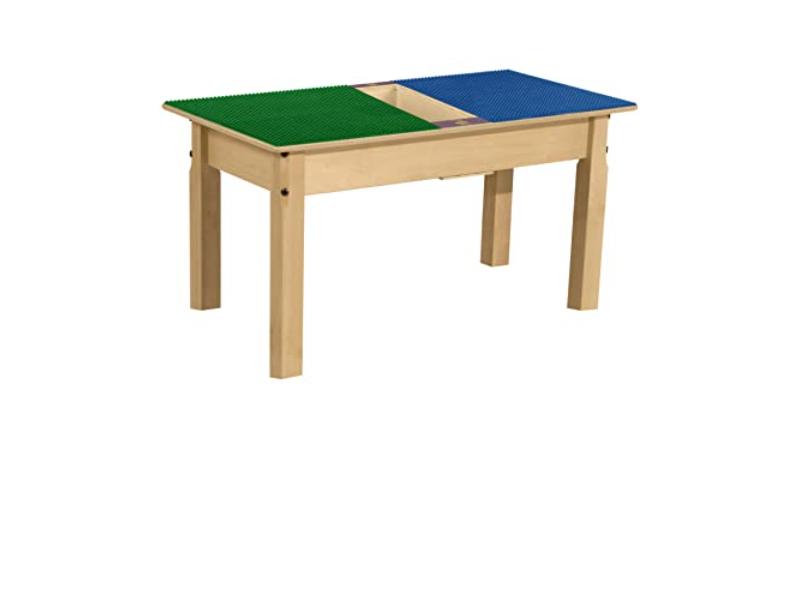 TPRET16-PBG Rectangle Play Table with Trough & 16 in. Legs & Duplo Compatible Grid, Blue & Green