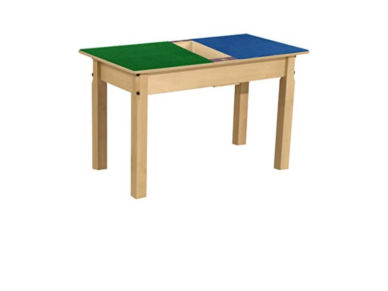 TPRET18-PBG Rectangle Play Table with Trough & 18 in. Legs & Duplo Compatible Grid, Blue & Green