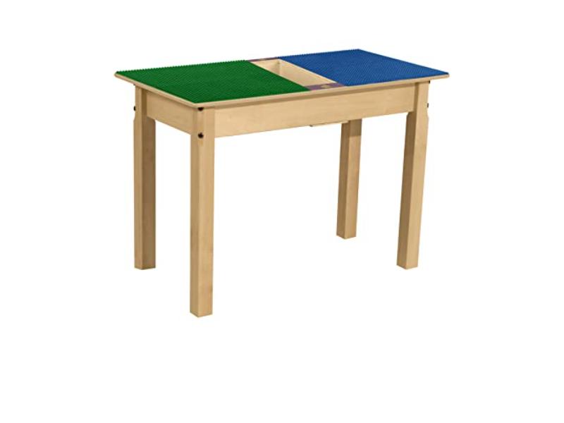 TPRET22-PBG Rectangle Play Table with Trough & 22 in. Legs & Duplo Compatible Grid, Blue & Green