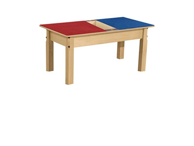 TPRET14-PRB Rectangle Play Table with Trough & 14 in. Legs & Duplo Compatible Grid, Red & Blue