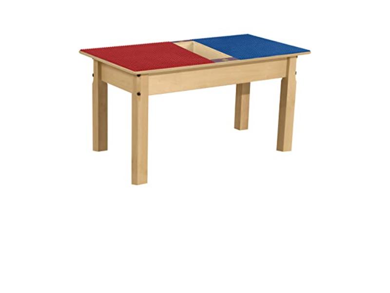 TPRET16-PRB Rectangle Play Table with Trough & 16 in. Legs & Duplo Compatible Grid, Red & Blue