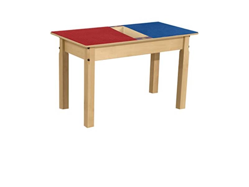 TPRET18-PRB Rectangle Play Table with Trough & 18 in. Legs & Duplo Compatible Grid, Red & Blue