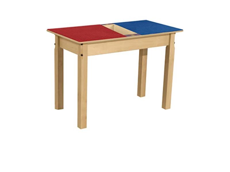 TPRET20-PRB Rectangle Play Table with Trough & 20 in. Legs & Duplo Compatible Grid, Red & Blue