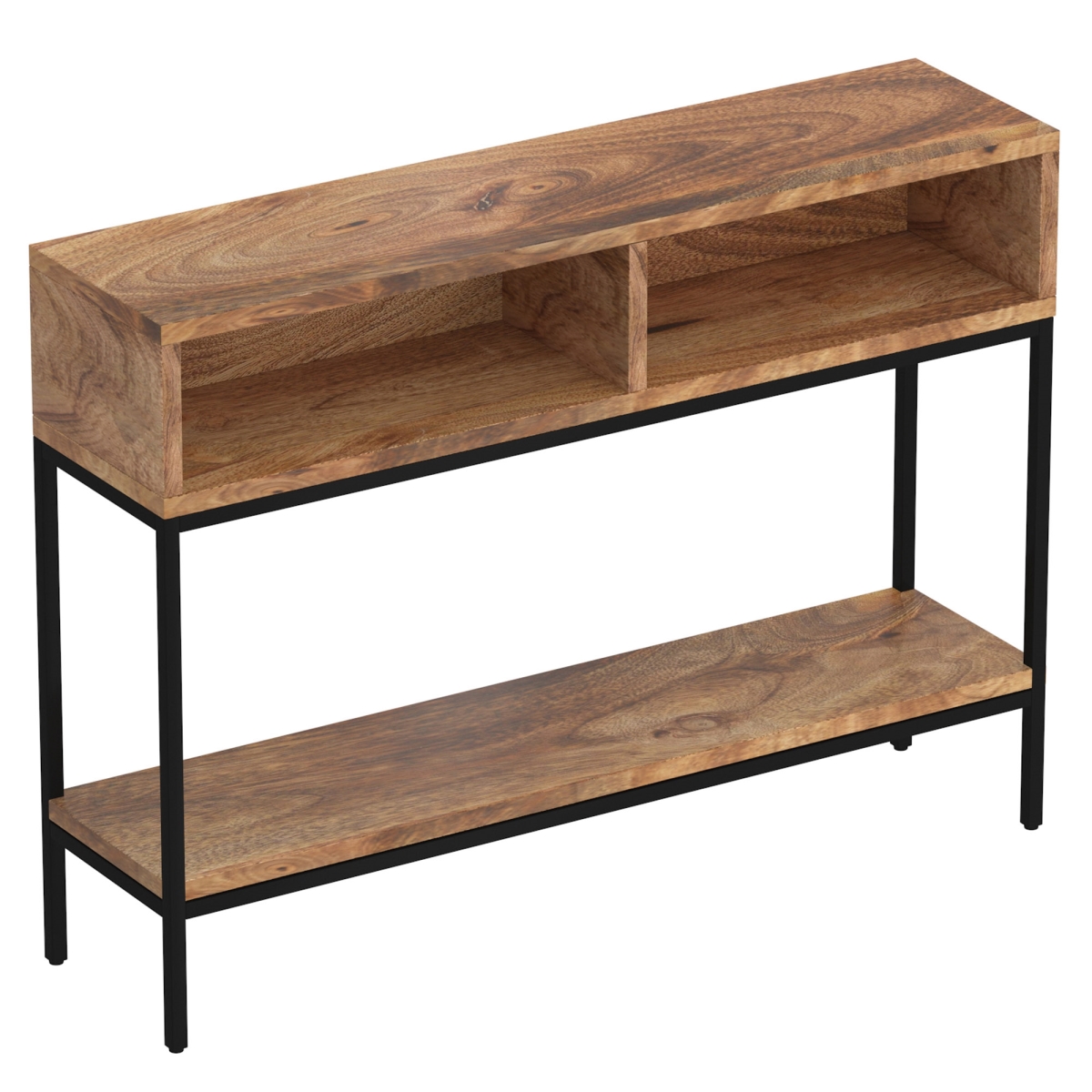 42 x 10 x 32 in. Ojas Console Table in Natural Burnt & Black