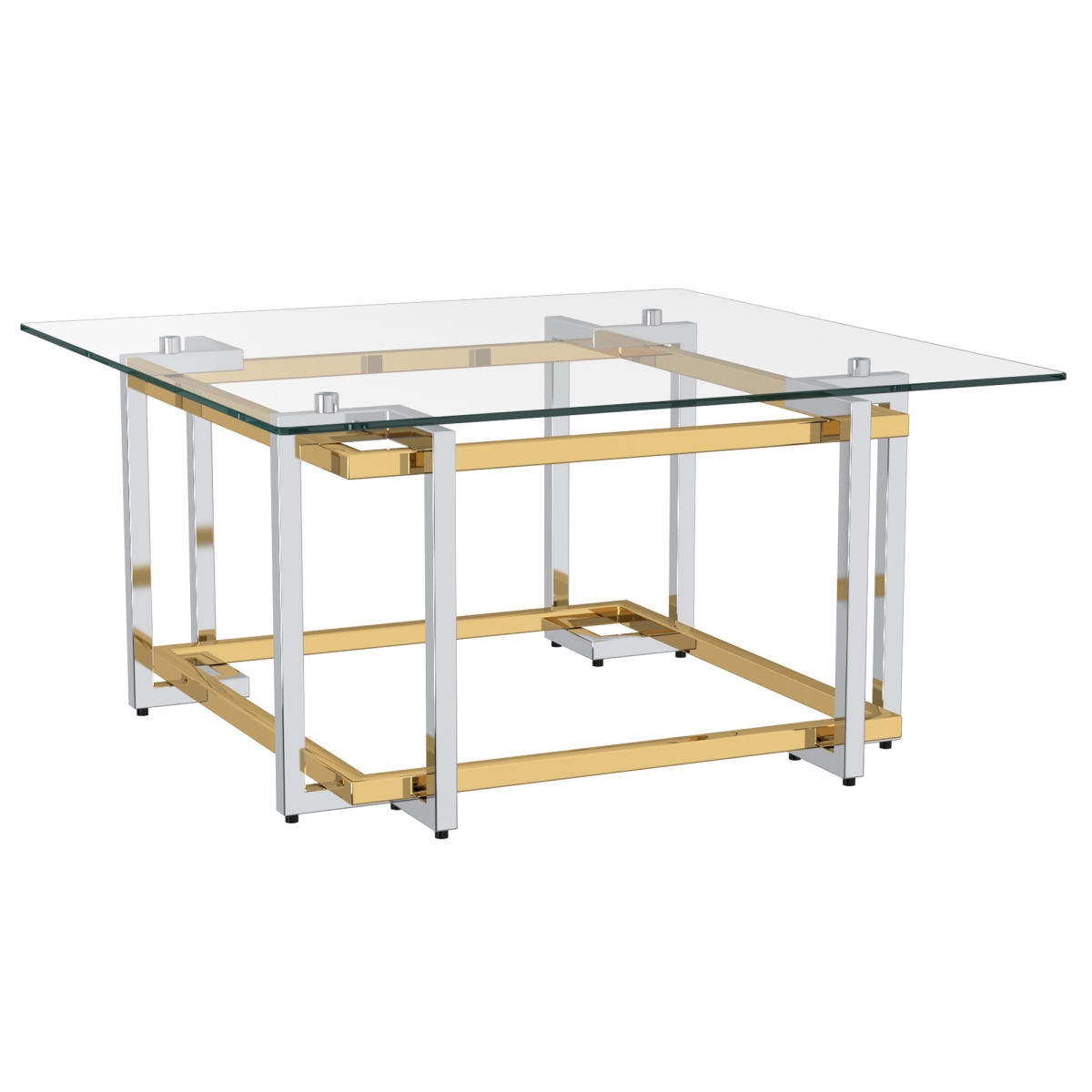 35.5 x 35.5 x 17.75 in. Florina Coffee Table in Silver & Gold
