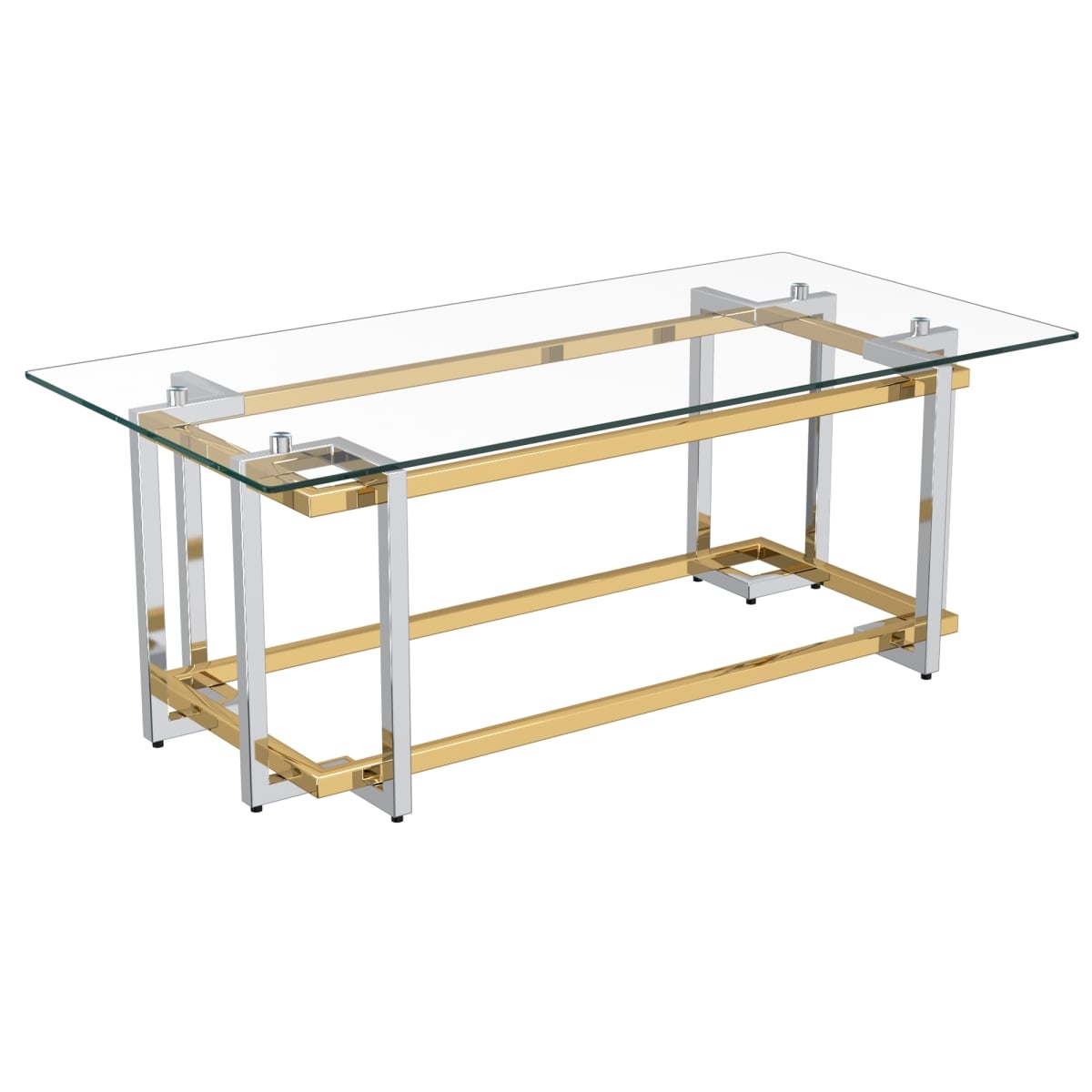 47.25 x 23.75 x 17.75 in. Florina Coffee Table in Silver & Gold