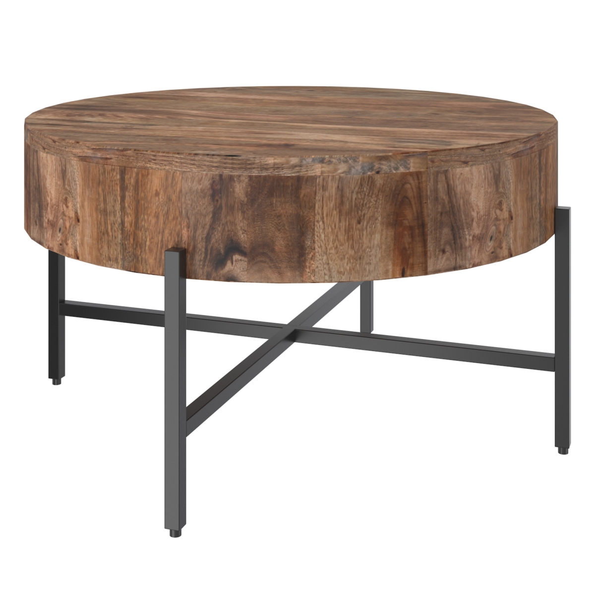 301-528NAT 33 x 18 in. Blox Round Coffee Table in Natural & Black