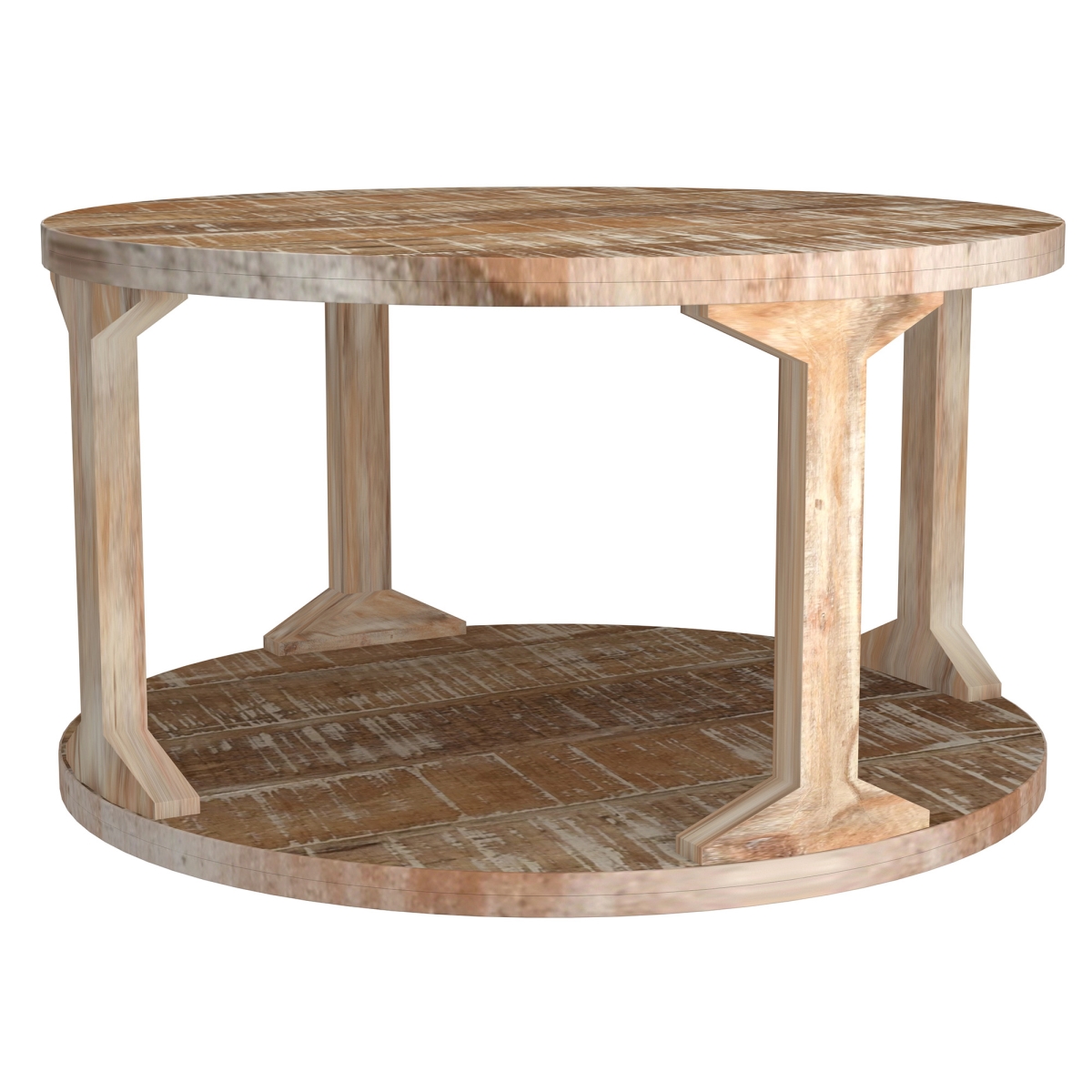 Avni Round Coffee Table, Distressed Natural