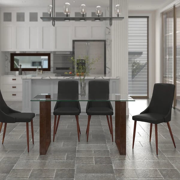 207-454WA-182PUBK 5 Piece Franco & Cora Dining Set - Walnut with Black Chair -  Worldwide Home Furnishings, 207-454WA_182PUBK