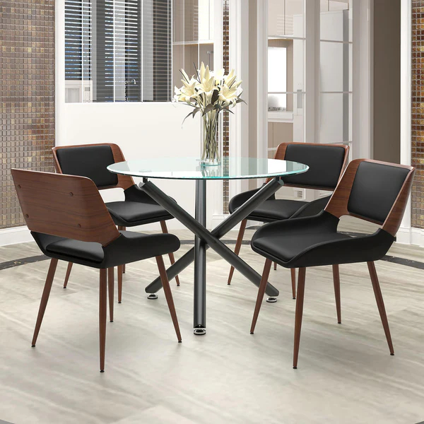 207-476-582PUBK 5 Piece Suzette & Hudson Dining Set - Black Table with Black Chair