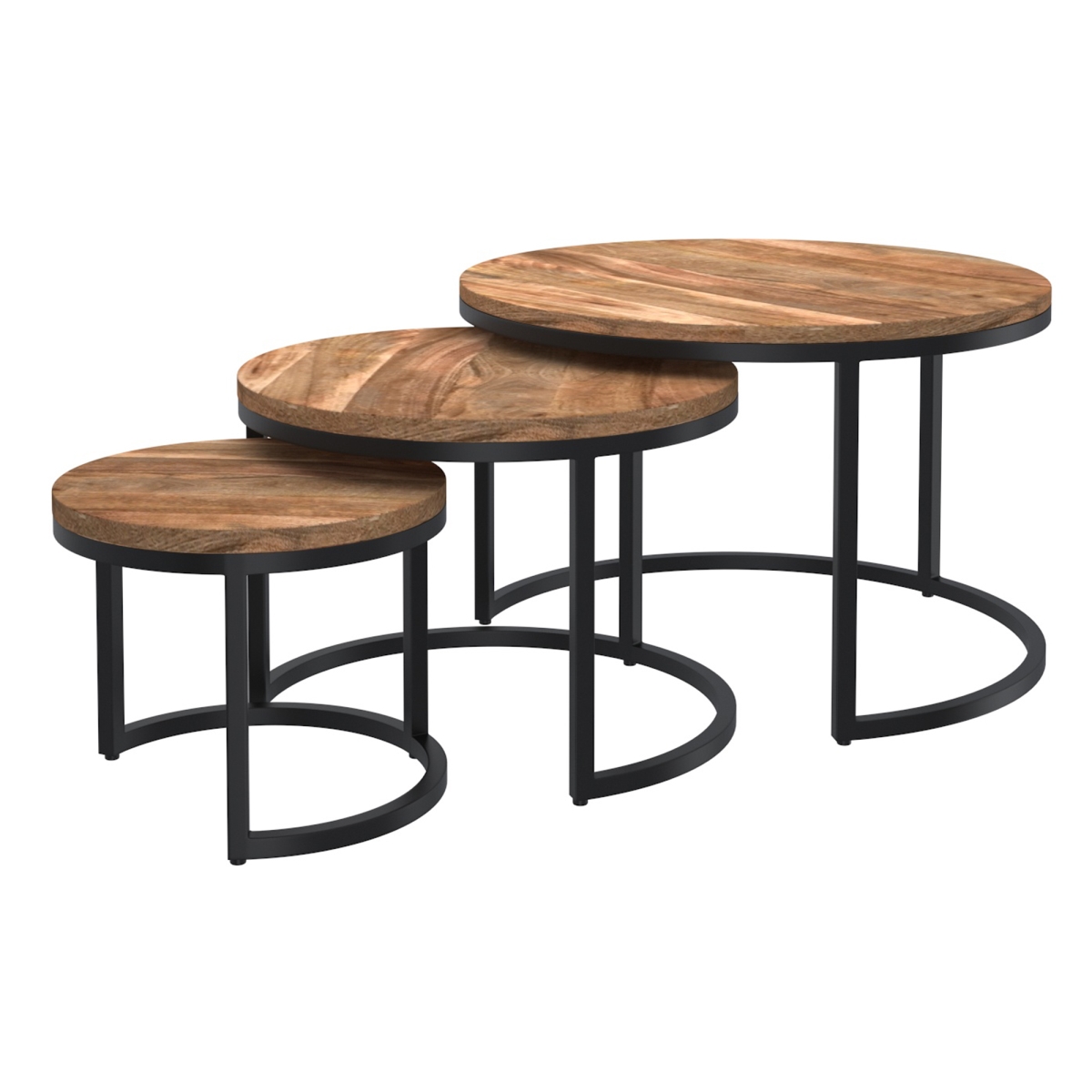 303-403NAT Darsh Coffee Table Set, Natural & Black - 3 Piece