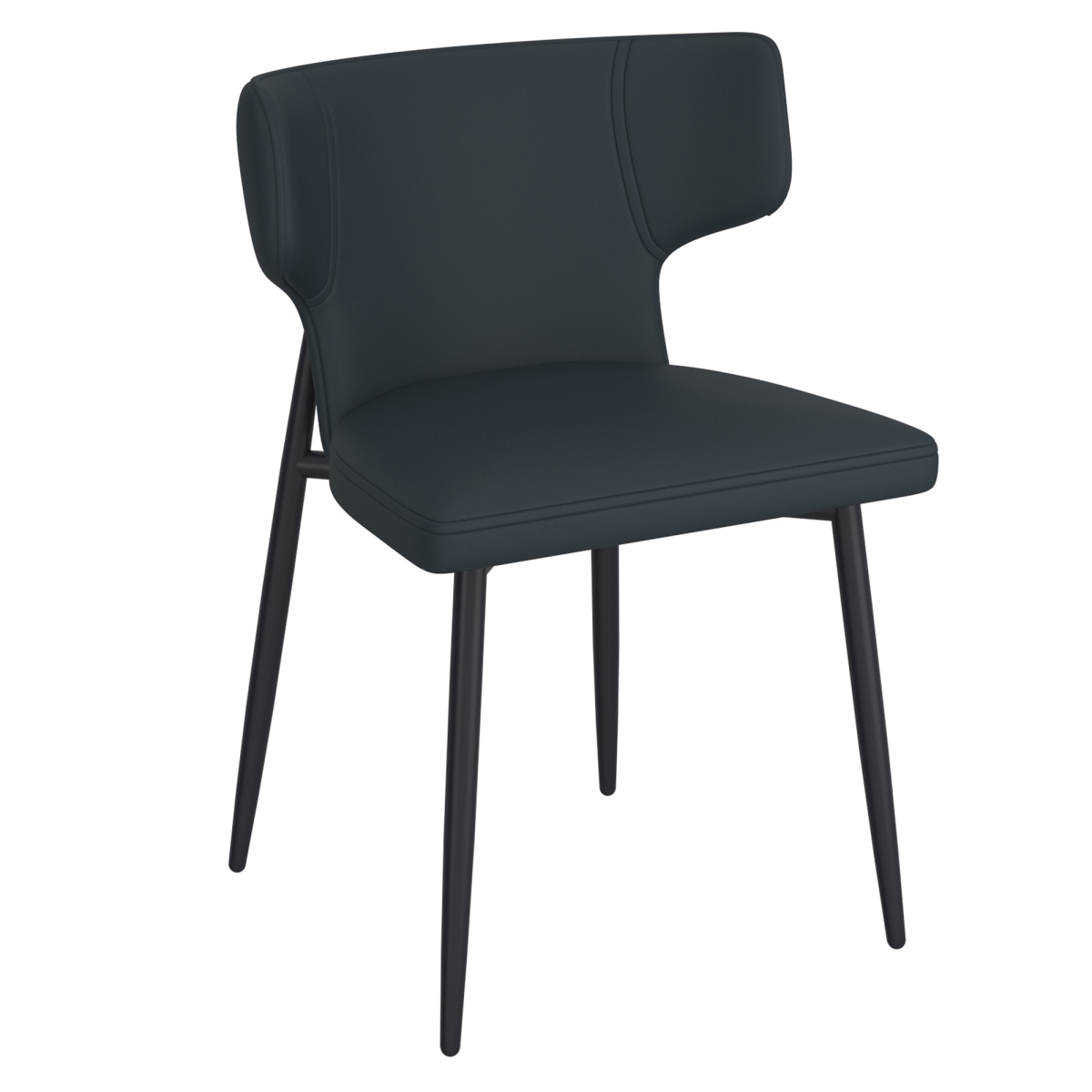 202-085PUBK Olis Dining Chair, Black Polyurethane & Black