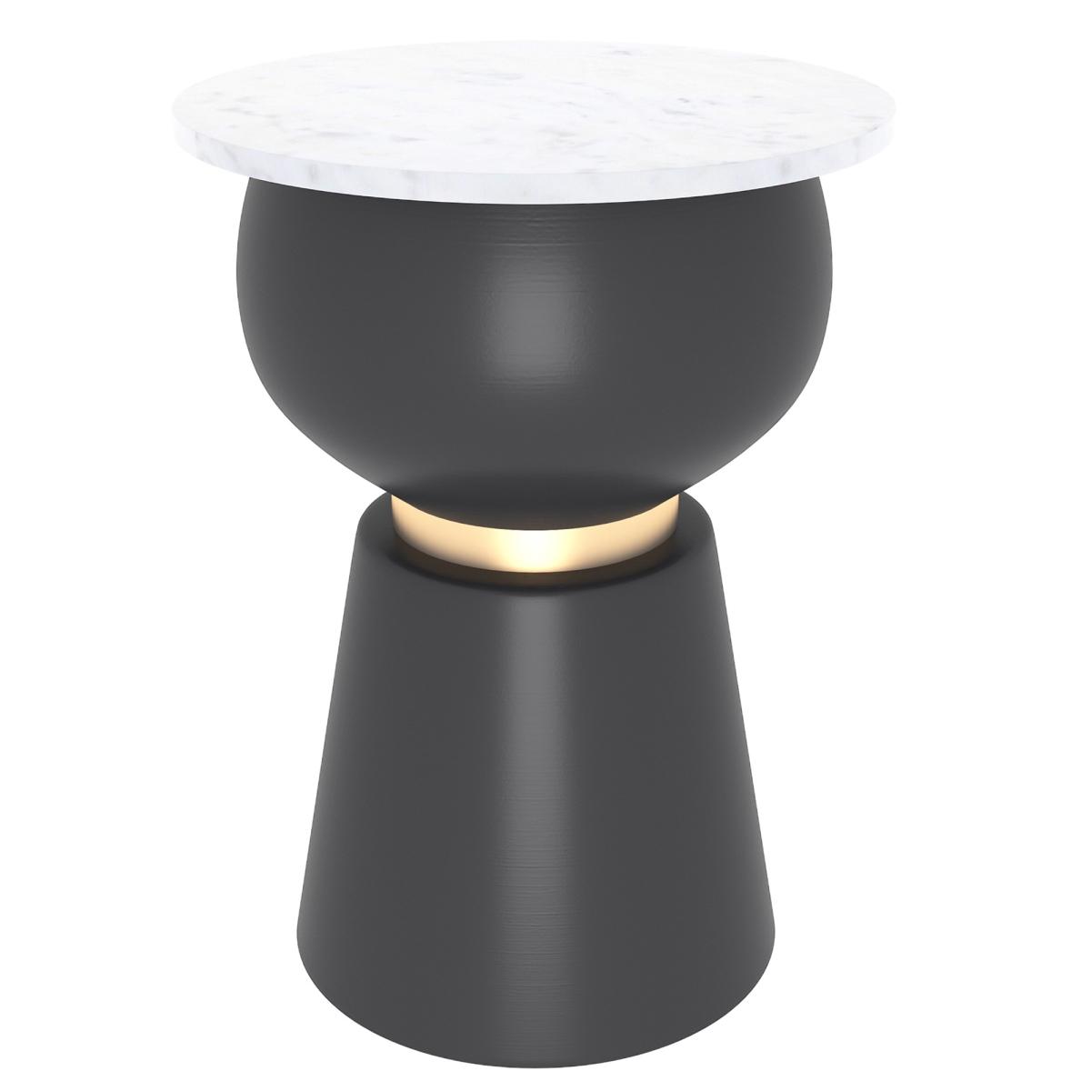 501-924WT Alora Accent Table, Black, White & Brushed Gold