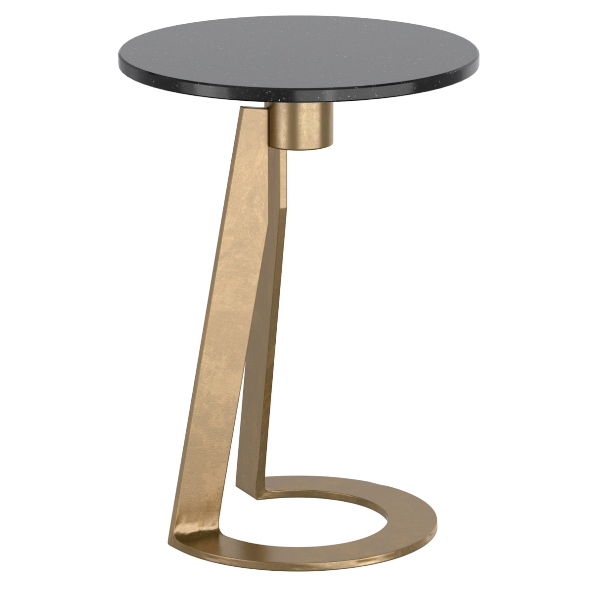 501-112BK 15 in. Dia. x 20 in. Devas Accent Table, Black & Aged Brass