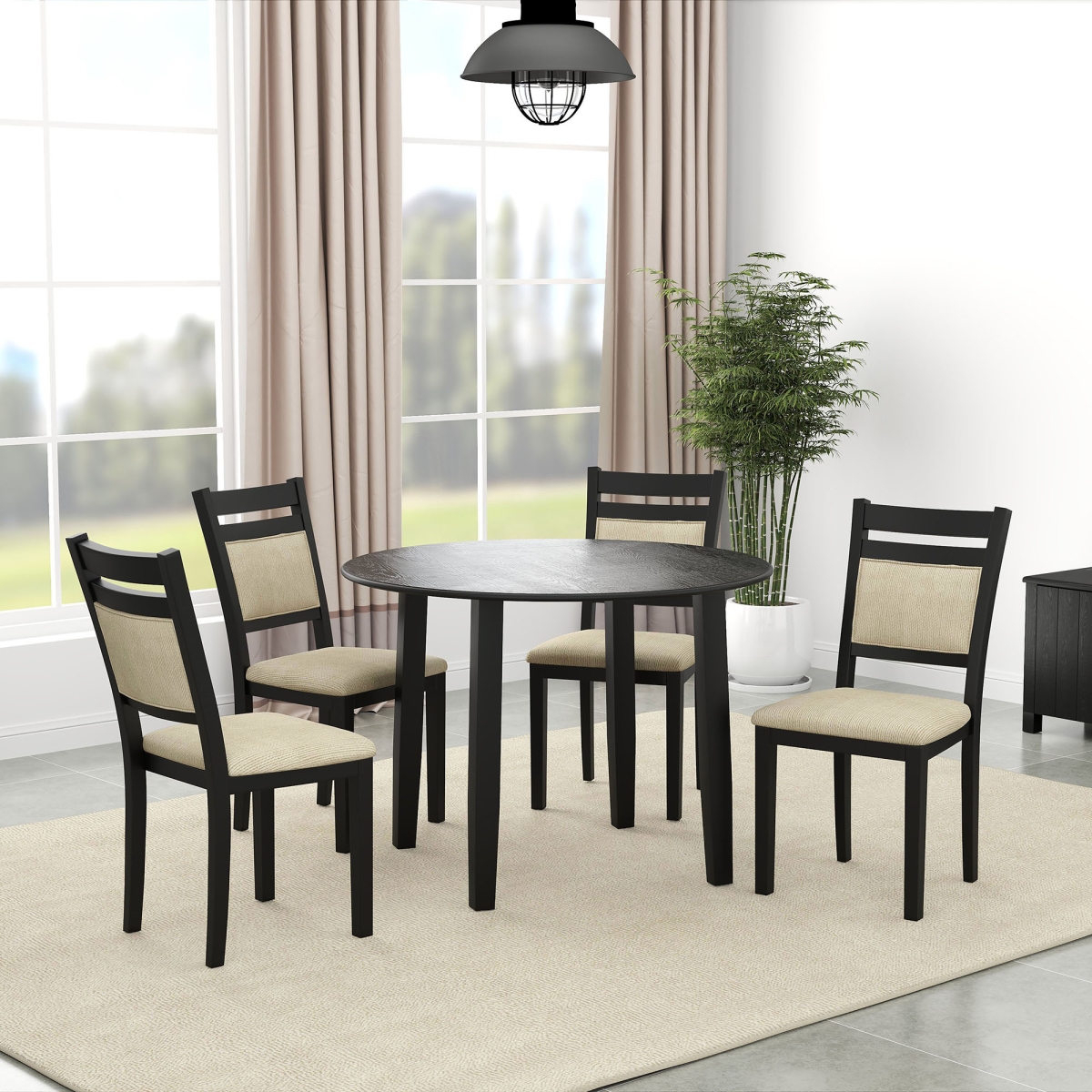207-863BLK-5PC 42 in. Dia. x 30 in. Conrad Dining Set, Black