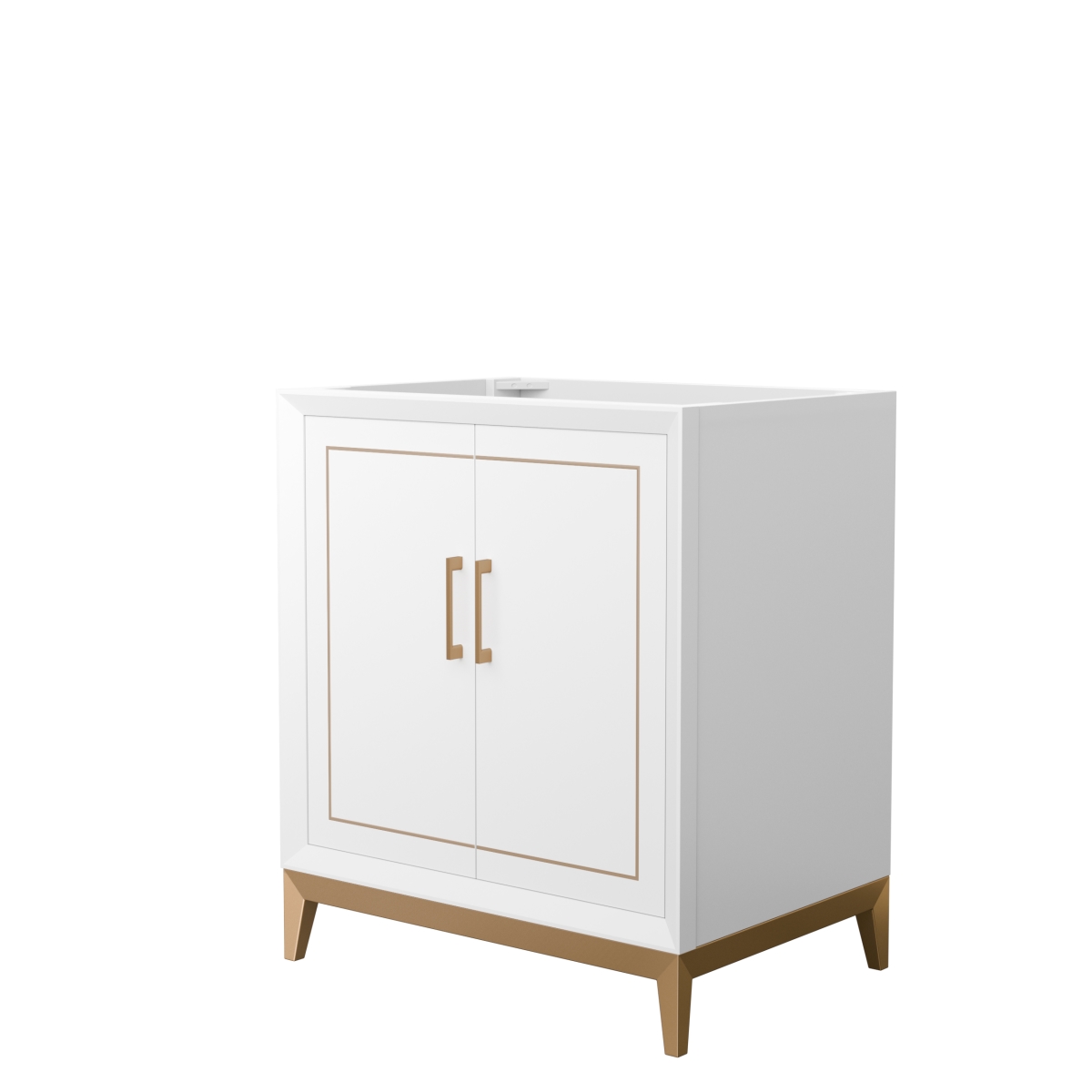 WCH515130SWZCXSXXMXX 30 in. Marlena Single Bathroom Vanity, No Countertop, No Sink & Satin Bronze Trim - White -  Wyndham Collection