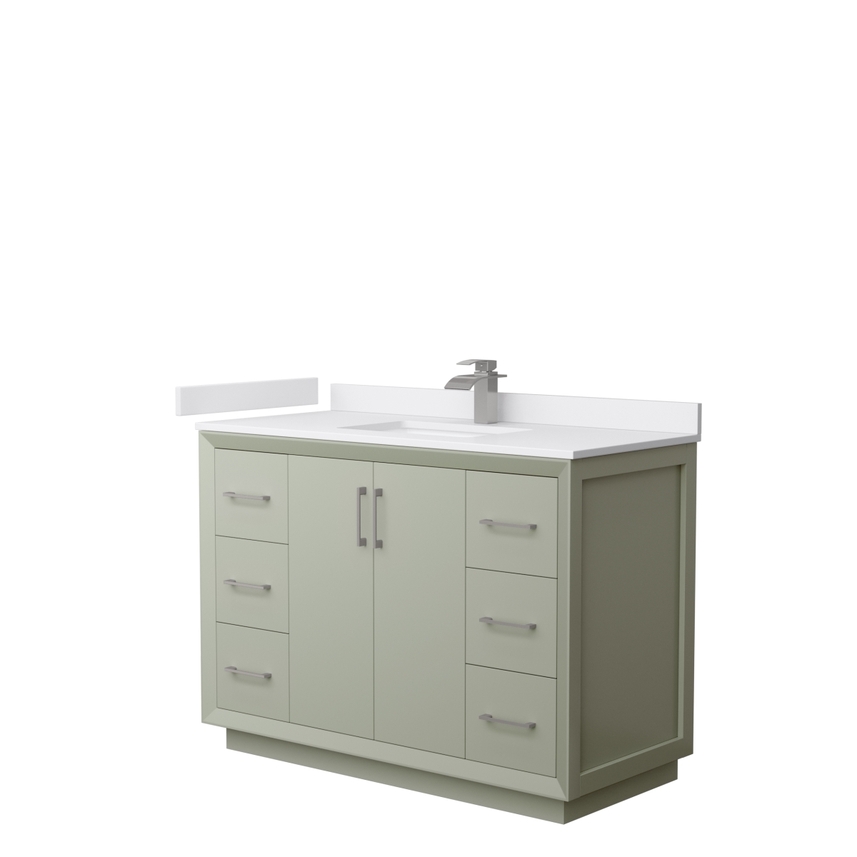 48 in. Strada Single Bathroom Vanity, Light Green, White Cultured Marble Countertop, Undermount Square Sink & Brushed Nickel Trim -  Wyndham Collection, WCF414148SLGWCUNSMXX