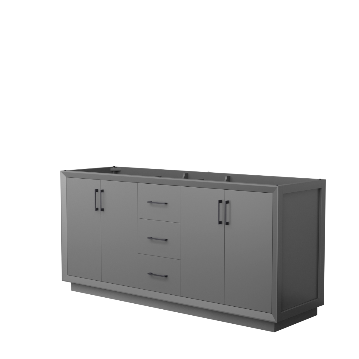 WCF414172DGBCXSXXMXX 72 in. Strada Double Bathroom Vanity, Dark Gray, No Countertop, No Sink & Matte Black Trim -  Wyndham Collection