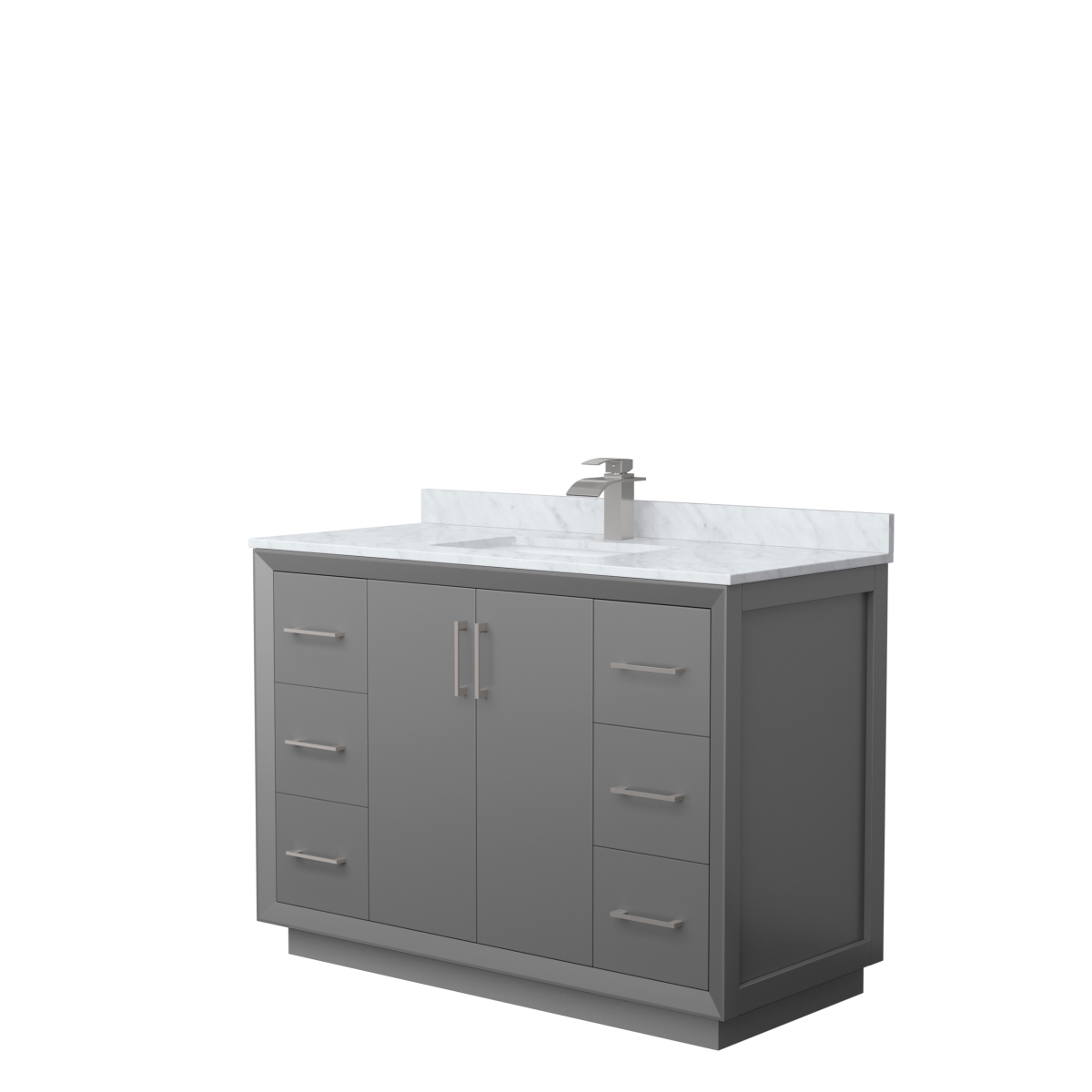 48 in. Strada Single Bathroom Vanity, Dark Gray, White Carrara Marble Countertop, Undermount Square Sink & Brushed Nickel Trim -  Wyndham Collection, WCF414148SKGCMUNSMXX