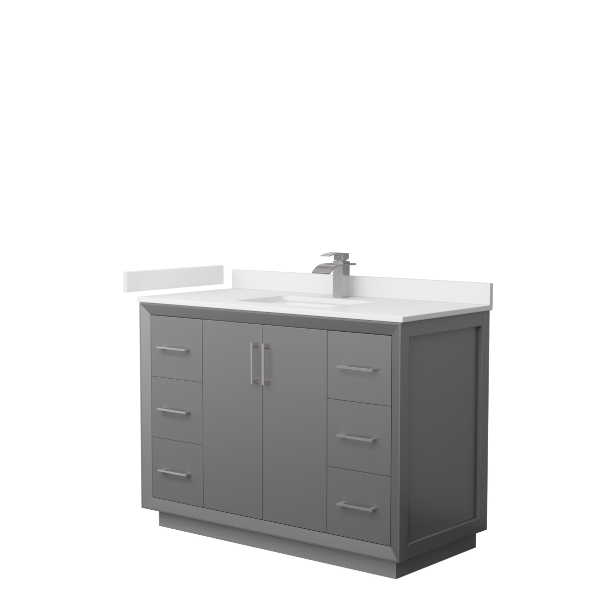 48 in. Strada Single Bathroom Vanity, Dark Gray, White Cultured Marble Countertop, Undermount Square Sink & Brushed Nickel Trim -  Wyndham Collection, WCF414148SKGWCUNSMXX