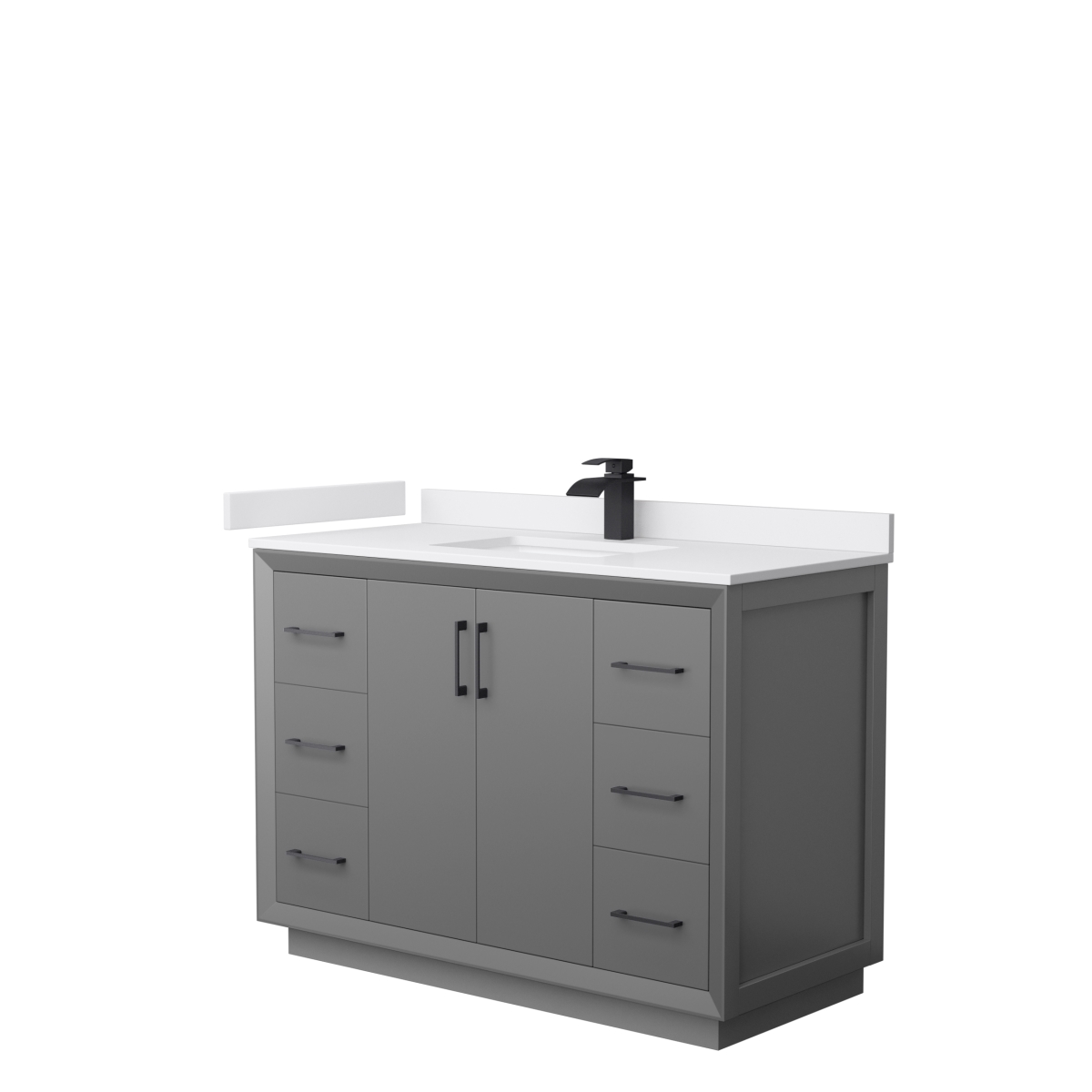 48 in. Strada Single Bathroom Vanity, Dark Gray, White Cultured Marble Countertop, Undermount Square Sink & Matte Black Trim -  Wyndham Collection, WCF414148SGBWCUNSMXX