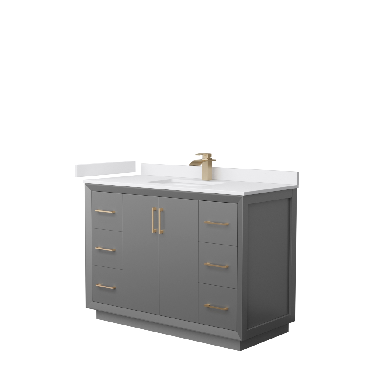 48 in. Strada Single Bathroom Vanity, Dark Gray, White Cultured Marble Countertop, Undermount Square Sink & Satin Bronze Trim -  Wyndham Collection, WCF414148SGZWCUNSMXX