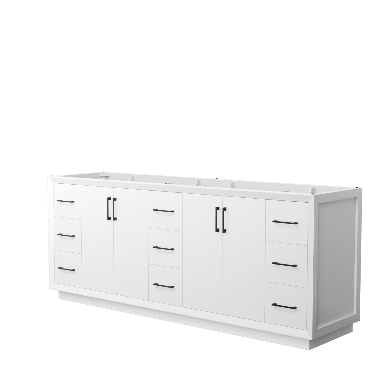 WCF414184DWBCXSXXMXX 84 in. Strada Double Bathroom Vanity, White, No Countertop, No Sink & Matte Black Trim -  Wyndham Collection