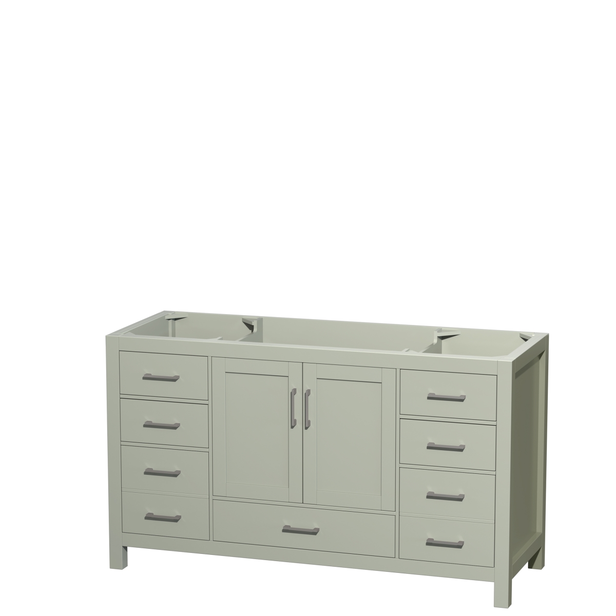 60 in. Sheffield Single Bathroom Vanity, No Countertop, No Sink & Brushed Nickel Trim - Light Green -  Convenience Concepts, HI3276819