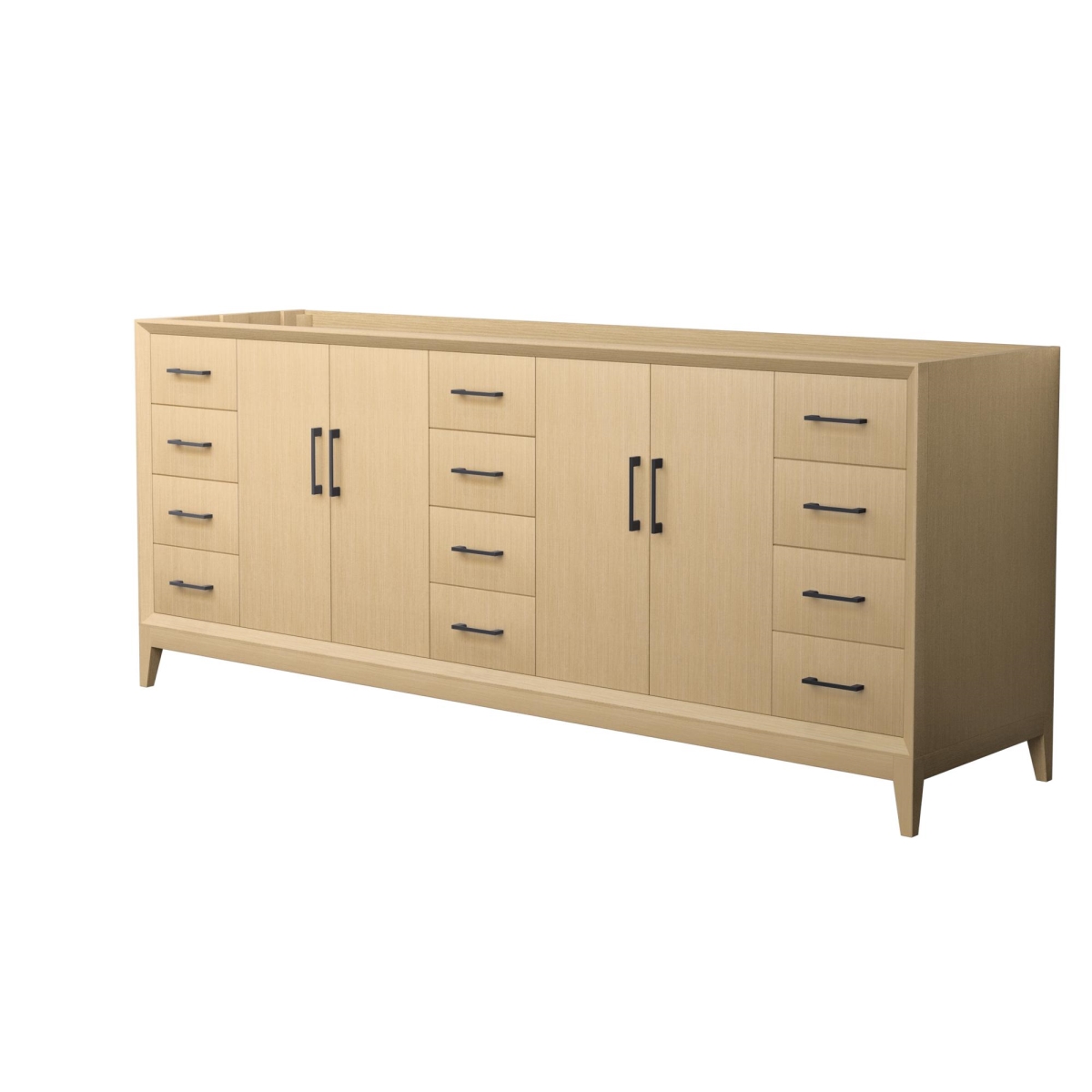 Picture of Wyndham Collection WCH757584DHBCXSXXMXX 84 in. Janna Double Bathroom Vanity&#44; Trim - White Oak & Matte Black