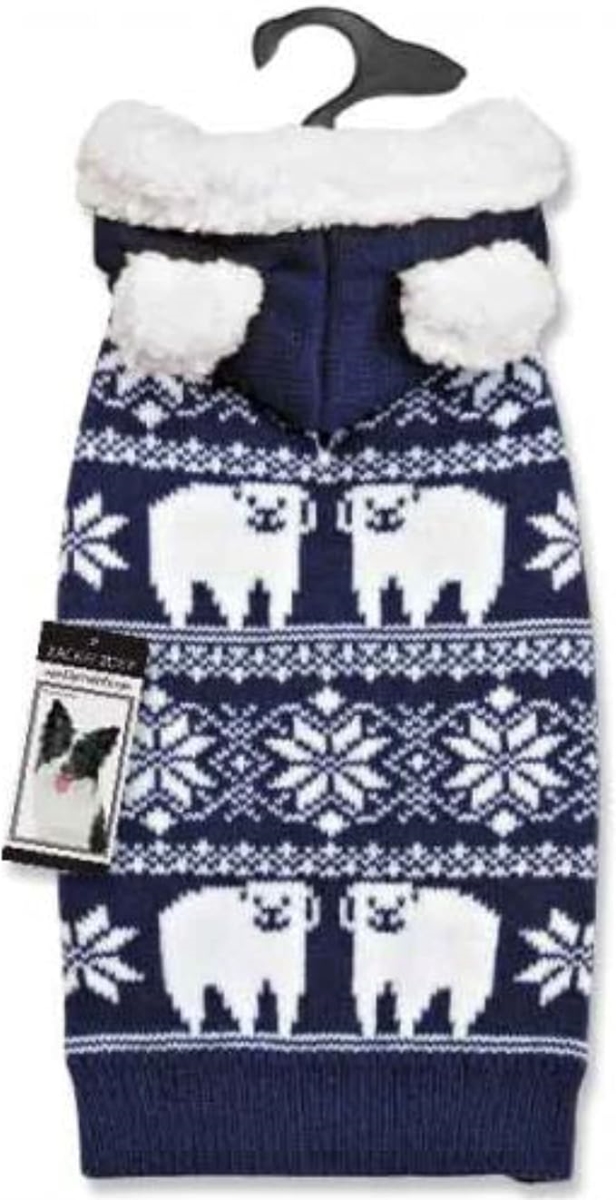 UE1076 10 19 Zack & Zoey Elements Polar Bear Hood Sweaters, Blue - Extra Small