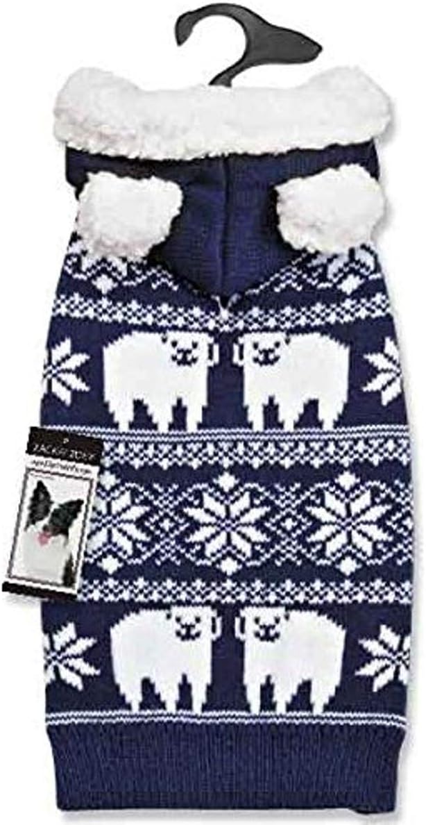 UE1076 12 19 Zack & Zoey Elements Polar Bear Hood Sweaters, Blue - Small