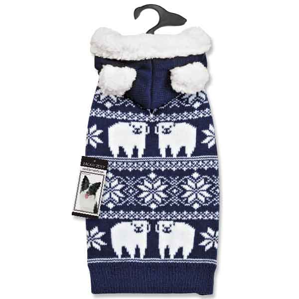 UE1076 14 19 Zack & Zoey Elements Polar Bear Hood Sweaters, Blue - Medium
