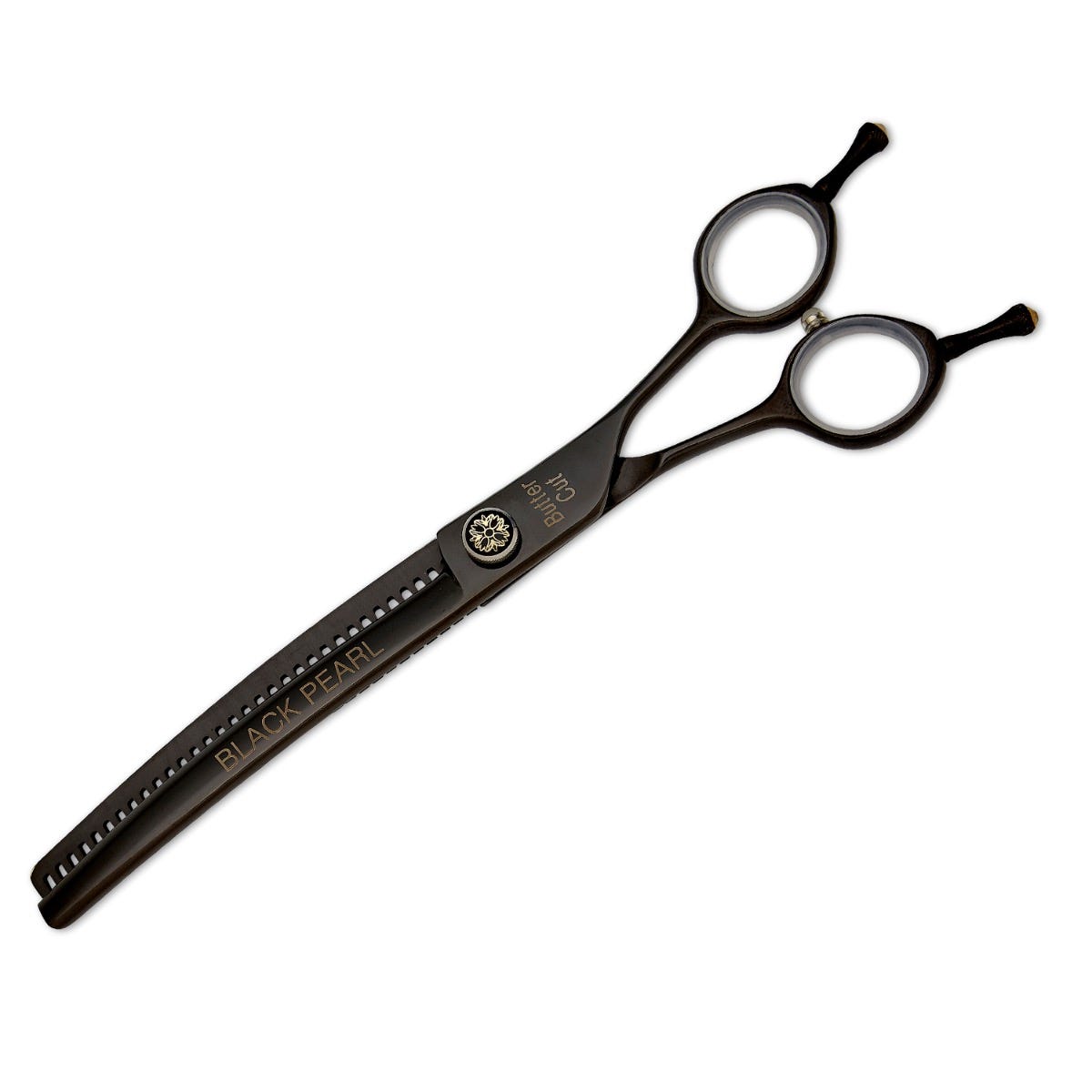Picture of PetEdge GE9981 08 12 8 in. Geib Black Pearl 35-Tooth Shears Curved Sculpting & Finishing Blender