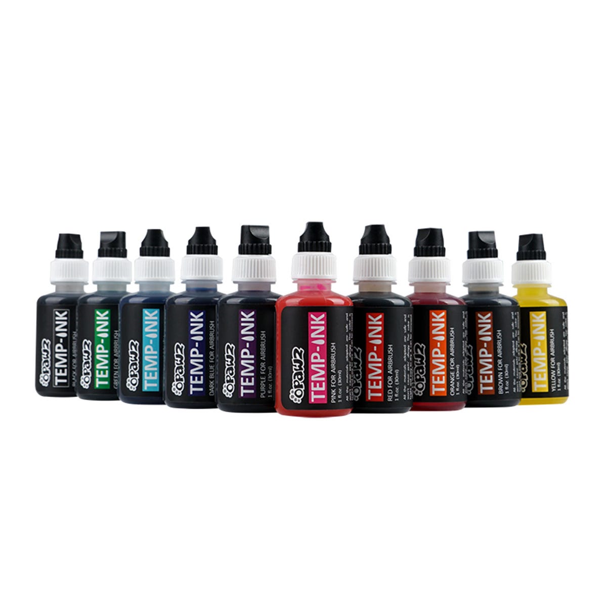 Picture of PetEdge ZX2026 10 Opawz Temp-Ink for Air Brush - 10 Assorted Color
